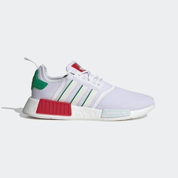 Adidas Originals Nmd R1 Mens Low Casual Shoes White Red Green HQ1434 NEW Multi - Picture 2 of 6